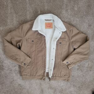 levi's premium type iii sherpa trucker jacket in ermine